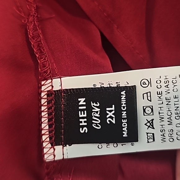 SHEIN Curve Long Sleeve Button Front Shirt Dress Maroon Size 2X - Picture 5 of 8